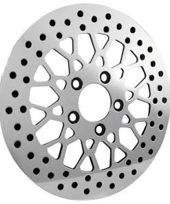 Bikers Choice - 11.5" Mesh Style Polished Center Hub Brake Rotor - Front - fits '84-'17 FLH, FLT, FXST, FLST, FXD, XL