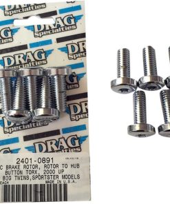 Drag Specialties - Rotor-to-Hub Bolt Kit fits '99-'21 Big Twin & '86-'22 XL Models (Exc. '21-'22 Sportster S/RH1250S & '22 Nightster/RH975) W/Cast Wheel - Chrome