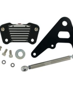 GMA - Classic Black Contrast 2-Piston Custom Rear A-Caliper fits Big Twin Rigid Frames W/ 10" Rotor, Includes Linkage Rod