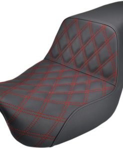 Saddlemen - Step Up Diamond Red Stitch Seat - fits '06-'17 Dynas (see desc.)