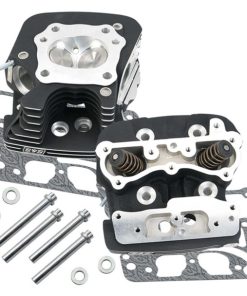 S&S Cycle - Wrinkle Black Powdercoat 79cc Super Stock™ Cylinder Heads fits '99-'05 Twin Cam Models (.585" Lift)
