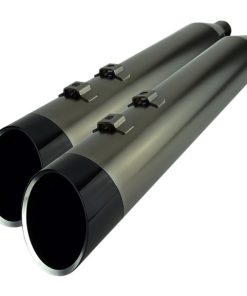 Khrome Werks - 4-1/2" HP-Plus® Slip-On Mufflers W/ Black Edge Tip Billet End Caps fits '17-'22 Touring Models - Smoked Chrome