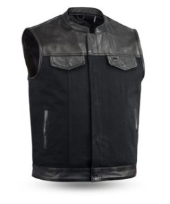 First Mfg - 49/51 Canvas/ Leather Vest Combo - With Collar