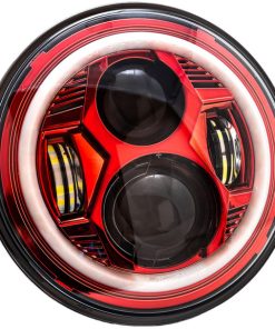 Letric Lighting Co. - Red 7" Color Collection Wide-Array LED Headlight W/ Full-Halo for '14 & Up Indian Models (Exc. Scout and FTR Models)