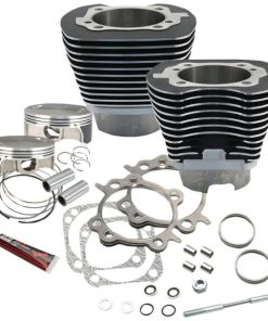 S&S Cycle - Black Powdercoat 117" Big Bore Kit fits '07-'17 Twin Cam Engines (4.125" Bore, 4⅜" Stroke, 10.5:1 Comp. W/ Stock Heads)