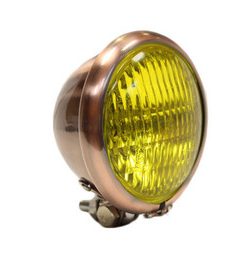 Motorcycle Supply Co. - Copper 4.5" Headlight - Yellow Lens