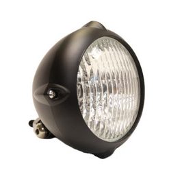 Motorcycle Supply Co. - Finned 4" Black Headlight - Clear Lens