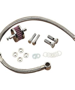 Drag Specialties - Braided Hose Crankcase Breather Kit fits '99-'17 Big Twin Custom Applications Only