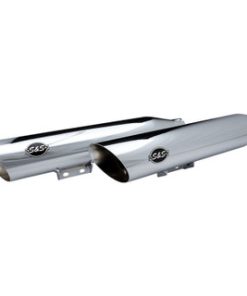 S&S Cycle - Slash Cut Race Slip-On Mufflers fits '18-'22 Harley Softail Models - Chrome